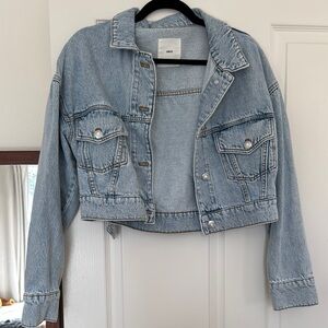 Mango Blue Cropped Jean Jacket
